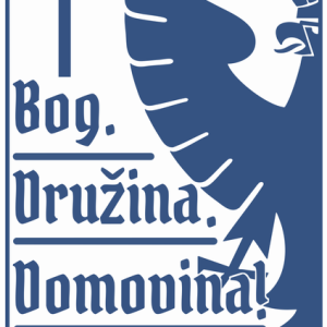 Nalepka Bog. Družina. Domovina.