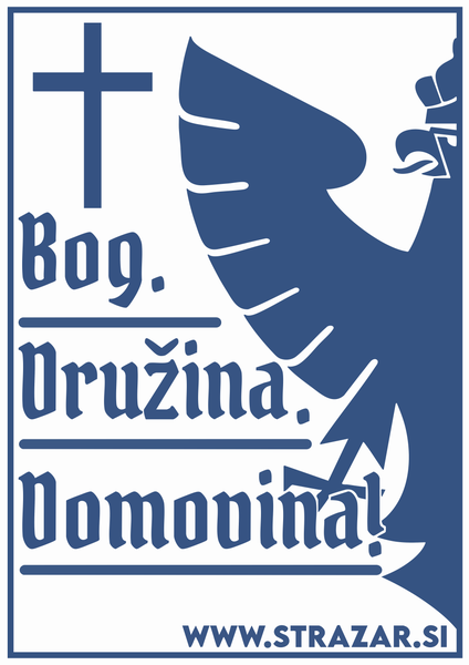 Nalepka Bog. Družina. Domovina.